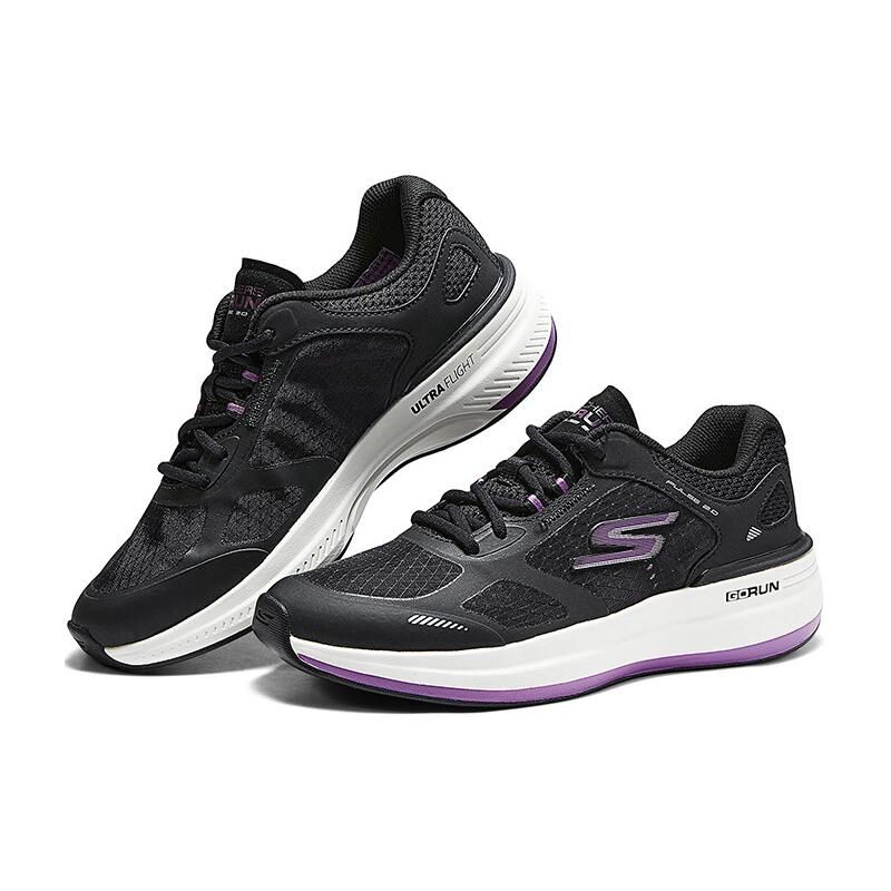 Skechers GOrun Pulse 2 Удобные Легкие Универсальные Амортизирующие Дышащие Низкие Беговые Кроссовки Женские Кроссовки Черный Фиолетовый 129113-BKPR
