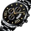 Sports Fashion Men's Stainless Steel Quartz Watch Black Business Calendar Watch Top Brand Luxury Luminous Clock