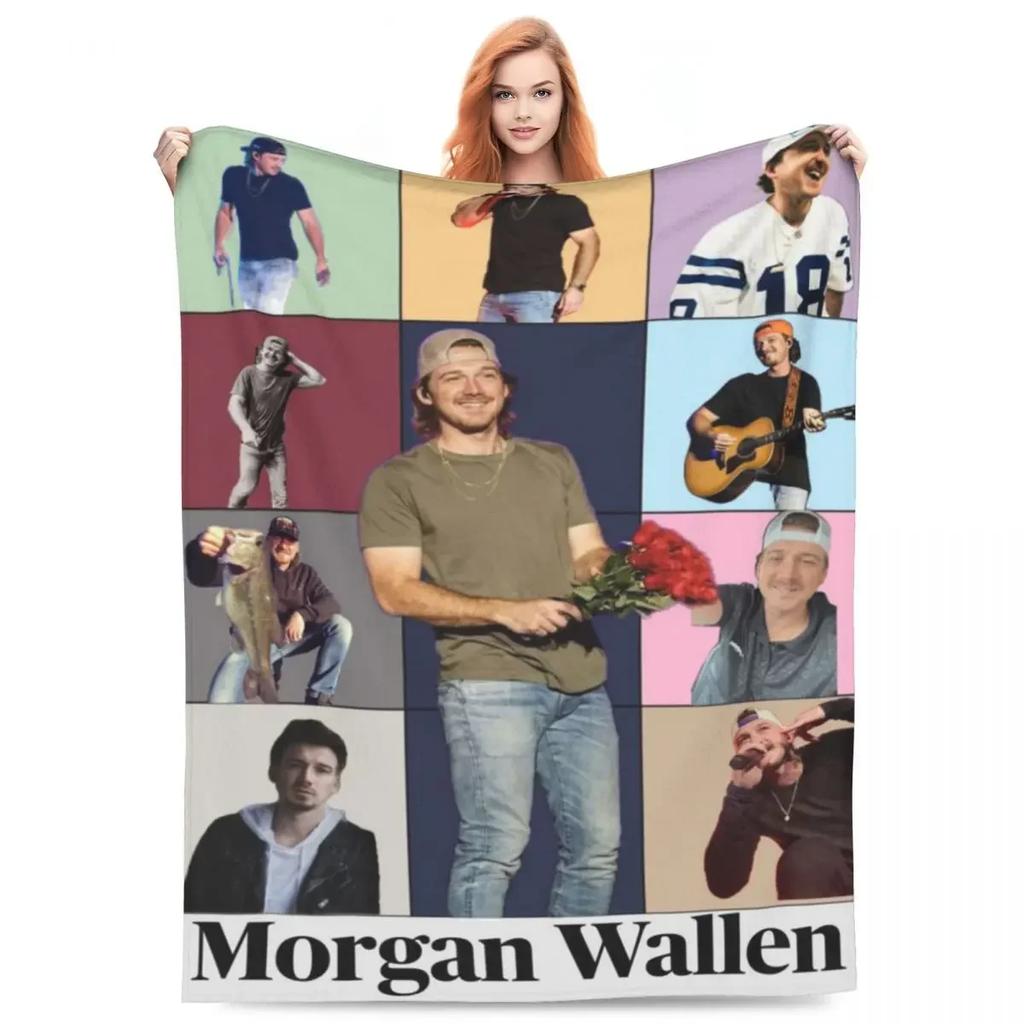 Плед Morgan Wallen (3) Плед из микрофлиса Четыре размера Теплый плед для гостиной Плед против скатывания