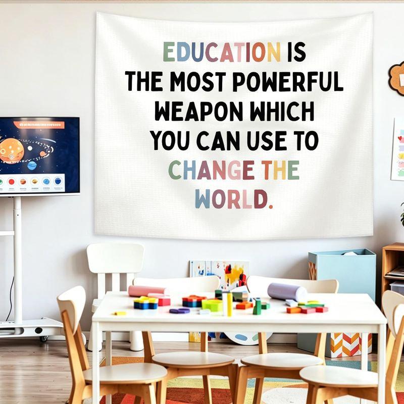 Muted Rainbow Letter Tapestry Wall Hanging Classroom Better With You Inspirational Aesthetic Wall Art Nursery Decor