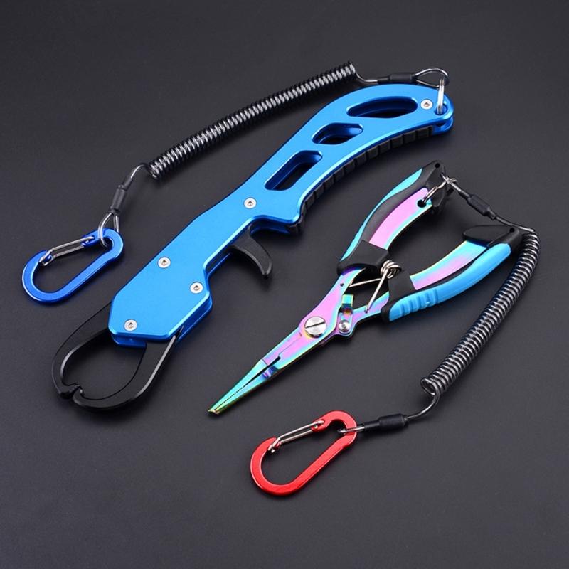 Multi-Function Fishing Pliers Fish Lip Grippers Hook Remover Portable Fishing Lines Cutter Scissors Comfortable Grip