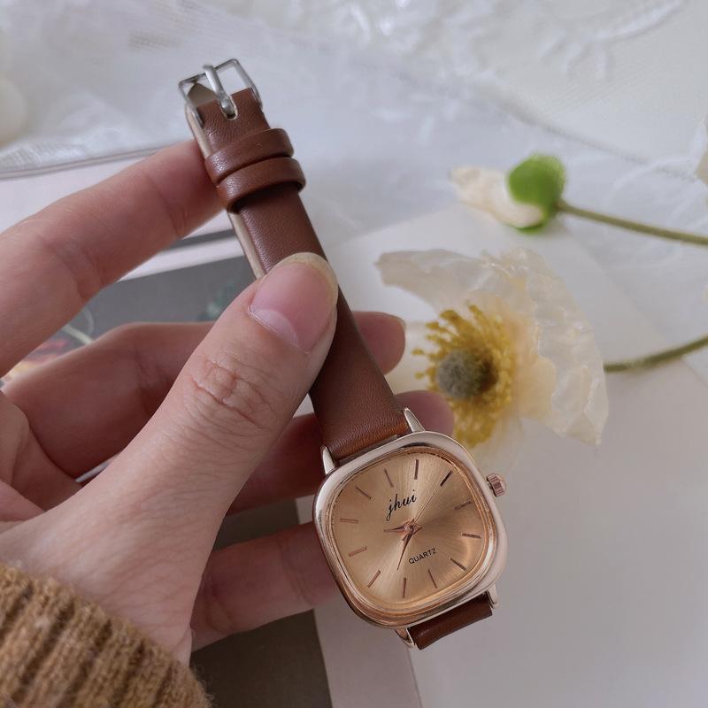 Высококачественные наручные часы с простым циферблатом, женские часы, квадратные женские наручные часы с кожаным ремешком, винтажный повседневный браслет для женщин