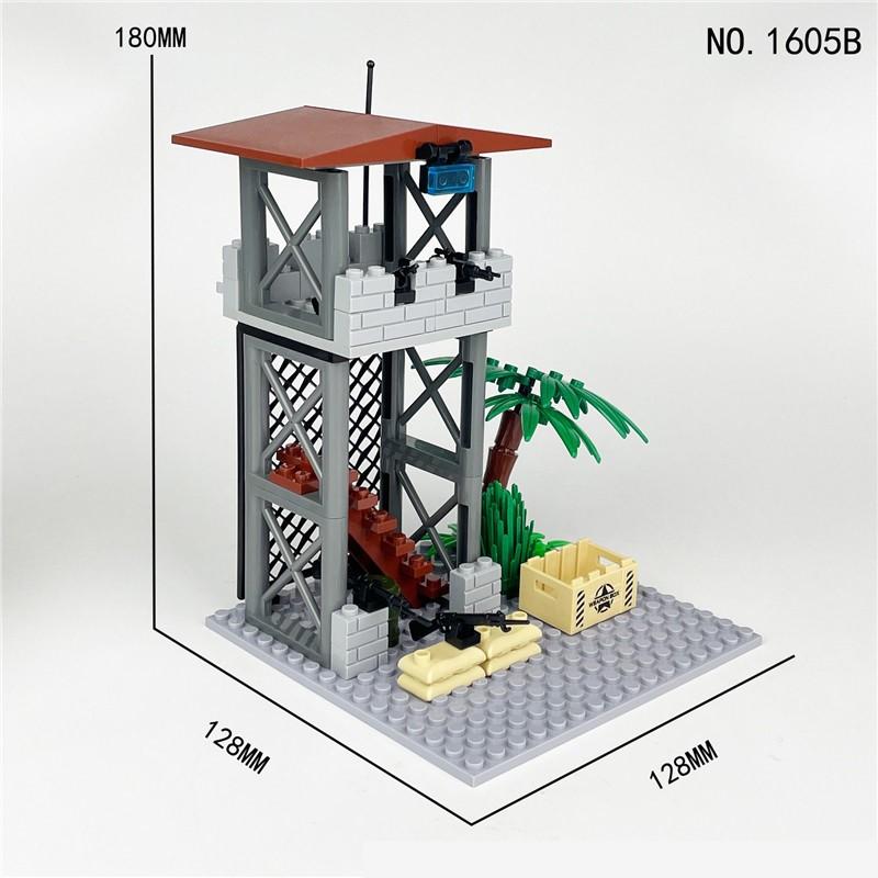 Конструктор MOC City Военная сторожевая башня Строительные кубики Полевой командный пункт Блоки Игрушки, идеально подходящие для детей Мальчиков Рождественский Подарок на День Рождения