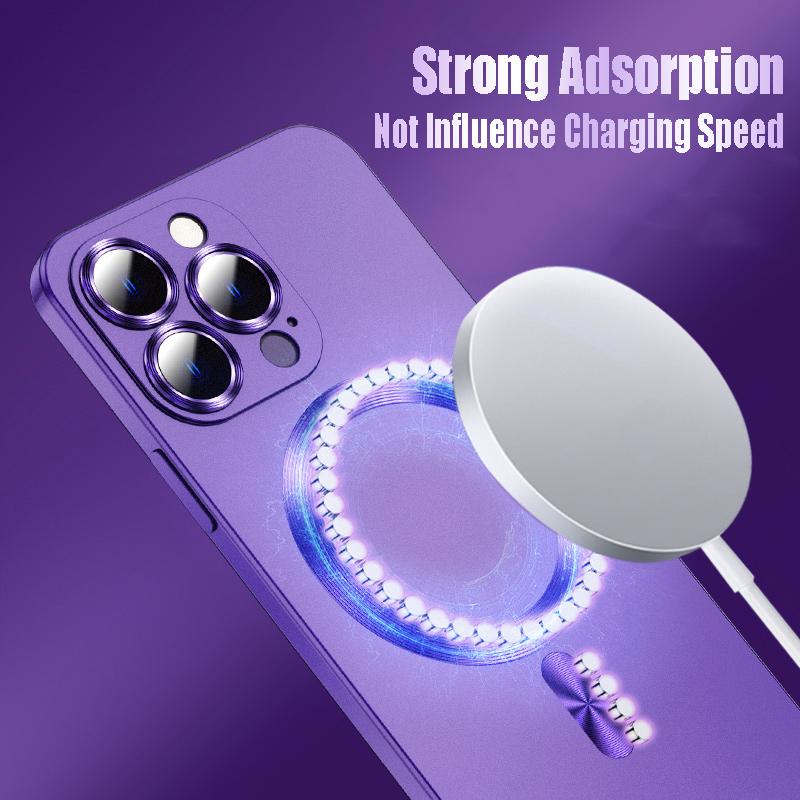Original Magsafe Magnetic Wireless Charging Case For iPhone 16 15 14 Plus 13 12 11Pro Max Glass Lens Protection Soft Matte Cover