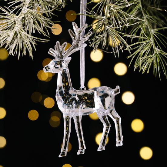 Elk Pendant Acrylic Reindeer Ornament Christmas Tree Clear Deer Dancing Hanging Figurine Xmas Tree Party Supplies
