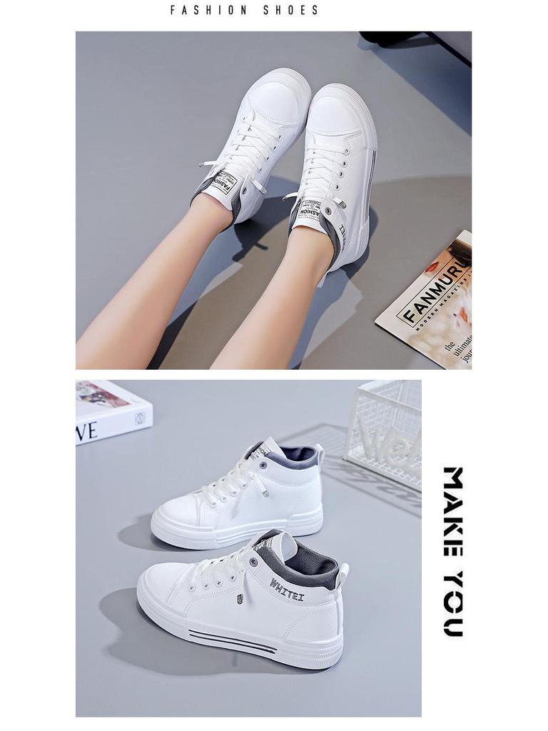 2023 Autumn Women's High-Top Breathable Sneakers: Korean Style Casual Sports Shoes 7612