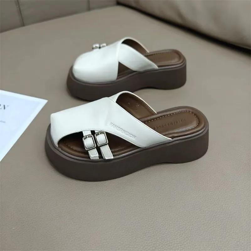 Summer Korean Baotou Half Slipper Female 2025 Temperament Non-slip Shoes Round Head To Wear All Matching Slippers