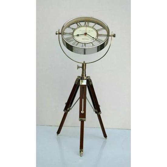 Морские антикварные латунные настольные часы, регулируемая деревянная подставка для штатива, морской декор