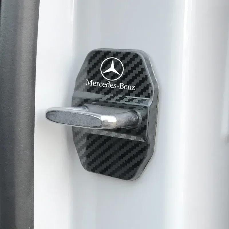 DQY2 4PCS Car Styling Car Door Lock Covers stikcer Case for Mercedes Benz New B/C/E Class A Class C200L GLC GLK CLA GLA Accessories