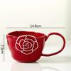 Простота Керамическая рельефная кружка с цветком Креативная большая ручка Кружка для кофе Цветочная чашка для чая Красивая бытовая чашка для воды Пара чашек