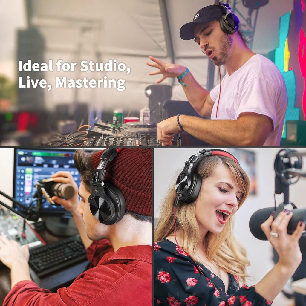 OneOdio Wired Headphones A71 Red DJ Monitor Closed-Back Dual 3.5mm Jack Gaming Music Instrument Practice Home Recording DTM Calls
