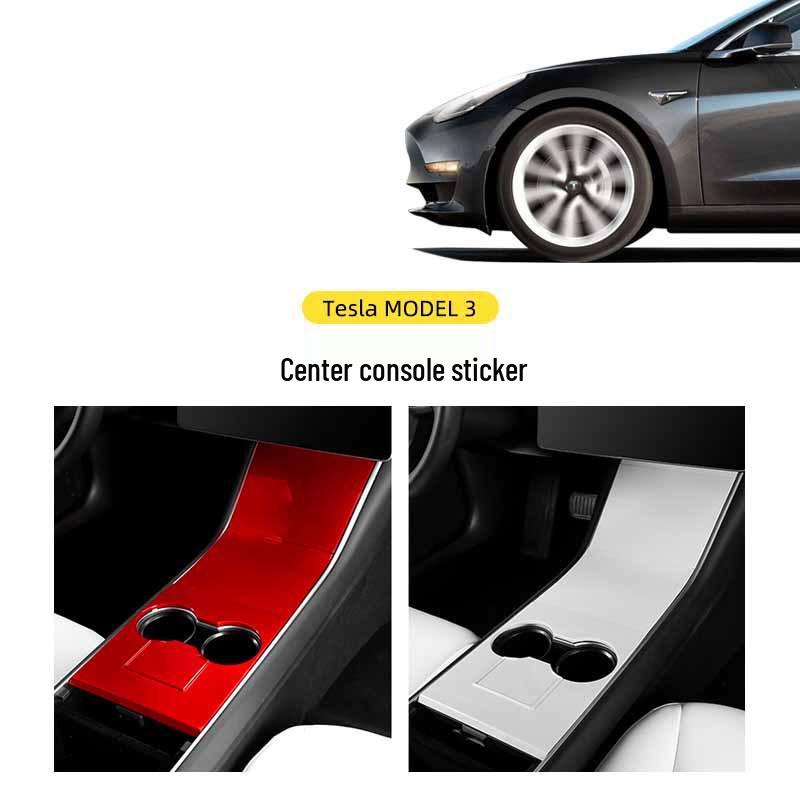 Декоративная царапиноустойчивая наклейка на консоль Tesla Model 3 из углеродного волокна