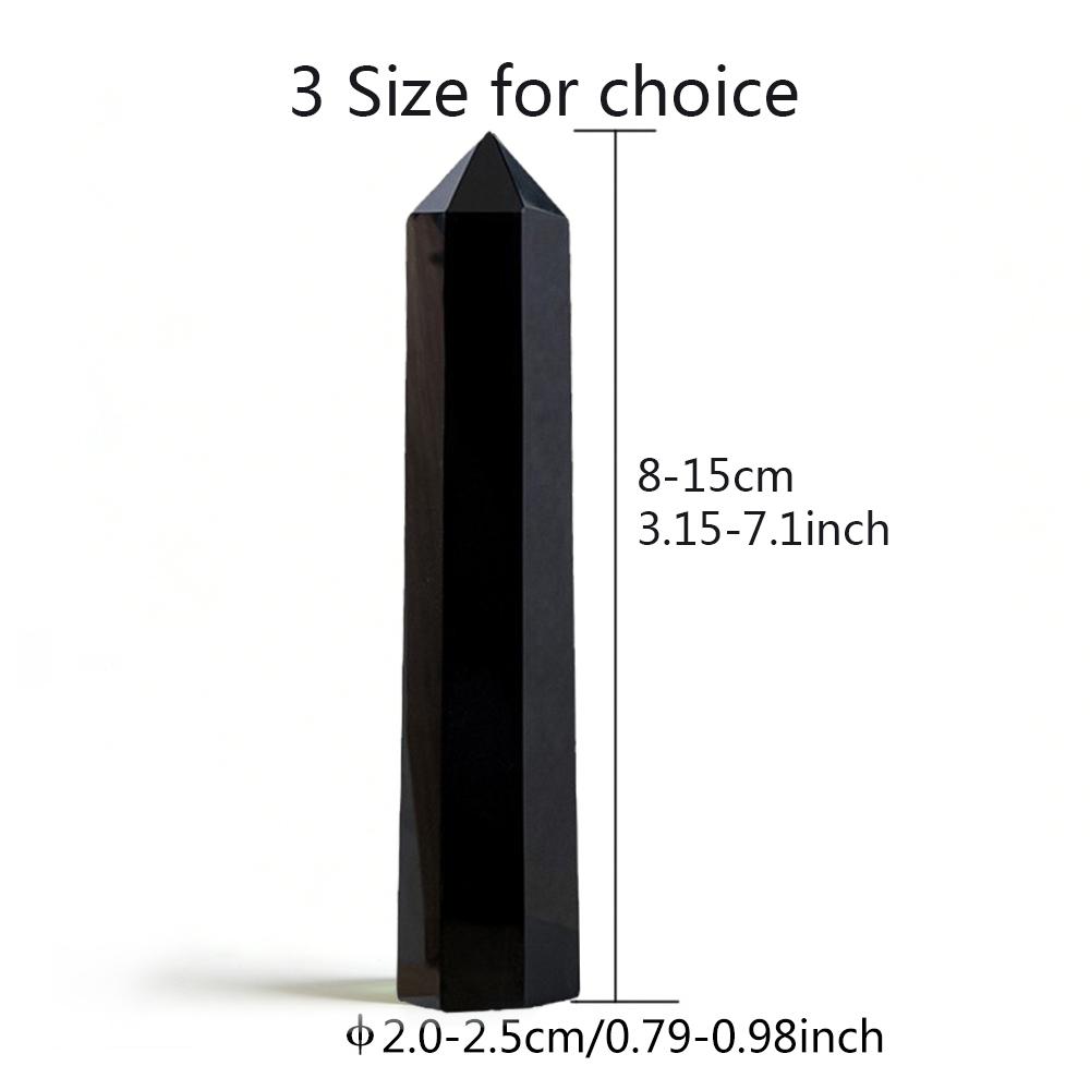 8-15 Cm Natural Obsidian Single Pointed Hexagonal Prism Crystal Point Wand Tower Pillar Home Decoration Gift Stones Ornament