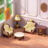 Miniature Retro Dollhouse Furniture with Luxury Golden Details Non-toxic Paint for Kids DIY Dollhouse Decoration Gifts