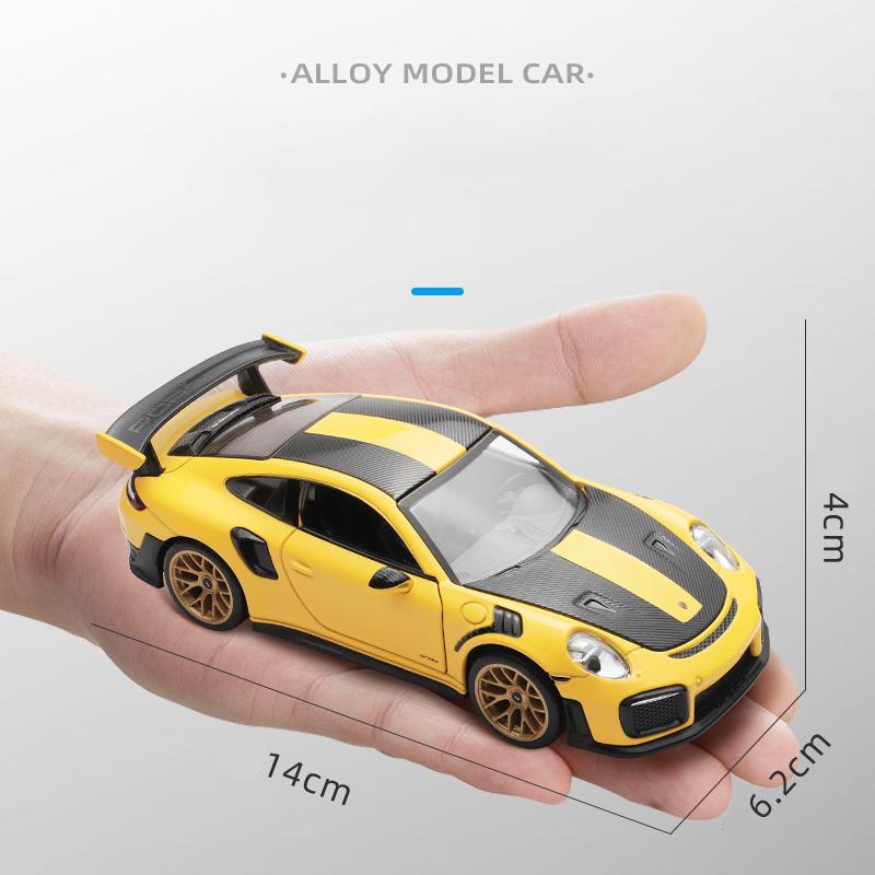 1/32 Scale 911 GT2 RS Diecast Car Model Toy, Pull Back Toy Vehicle with Sound and Light for Kids Toddler Boys Girls Gift Collection