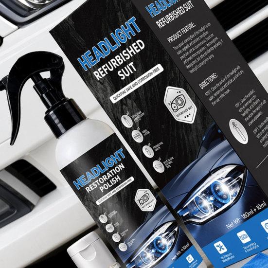 Headlight Restoration Spray, 180ml Ceramic Coating for Yellowed Headlights, UV Protection Cleaner Polish for Car Front Lenses