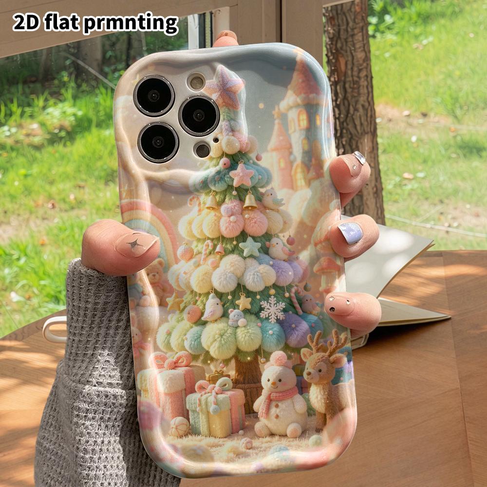 Phone case: 2D flat, suitable for iPhone 18, 17, 16, 15, 14, 13, 12 Pro protective case, fairy tale Christmas tree, perfect holiday gift for Christmas