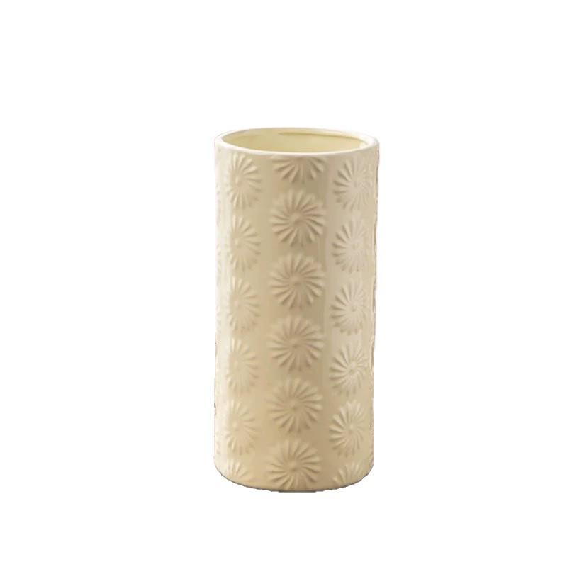 Nordic Ceramic Flower Vase - Creative Dried & Artificial Flower Holder for Living Room & TV Cabinet Decor.