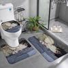 Low Tide Twilight 3Pcs Flannel Toilet Mat Set Bathroom Rug Bath Carpet Non Slip Home Decor Toilet 3 Pcs Bathroom Textile Set
