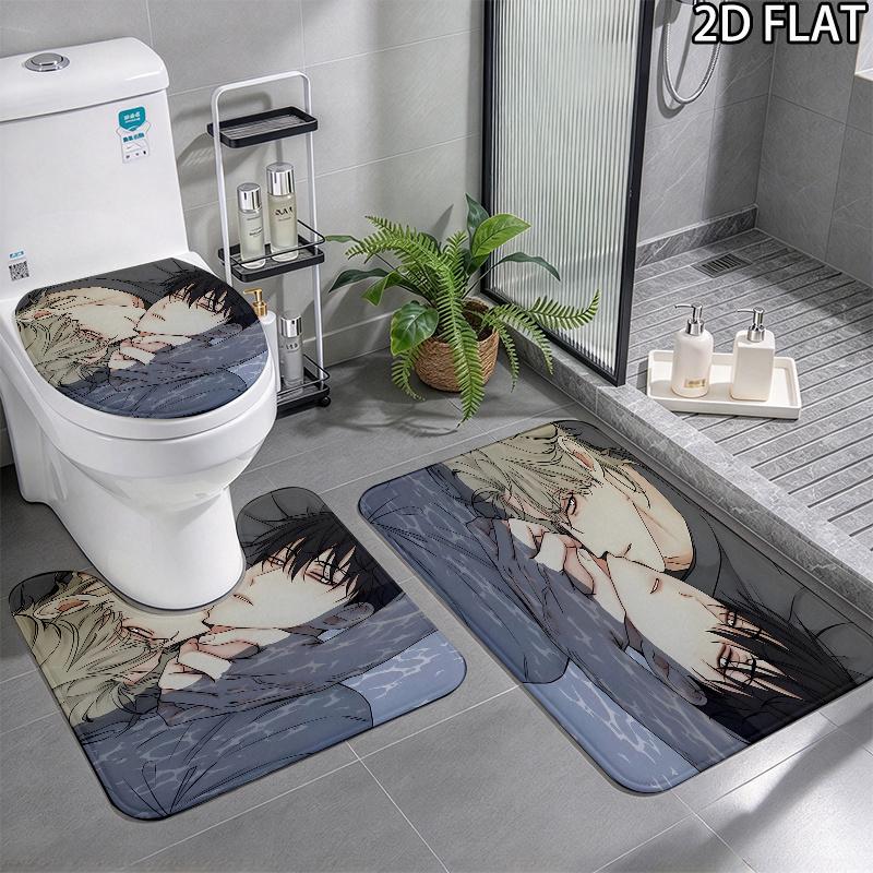 Low Tide Twilight 3Pcs Flannel Toilet Mat Set Bathroom Rug Bath Carpet Non Slip Home Decor Toilet 3 Pcs Bathroom Textile Set