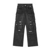 Men's Autumn American RO Wind Heavy Wash Multi-Pocket Jeans Wide Leg Pants