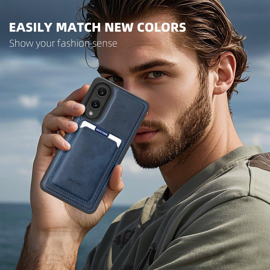 For Samsung Galaxy S25 Edge Magnetic Case with Detachable Card Holder TPU+PU Leather Phone Back Cover