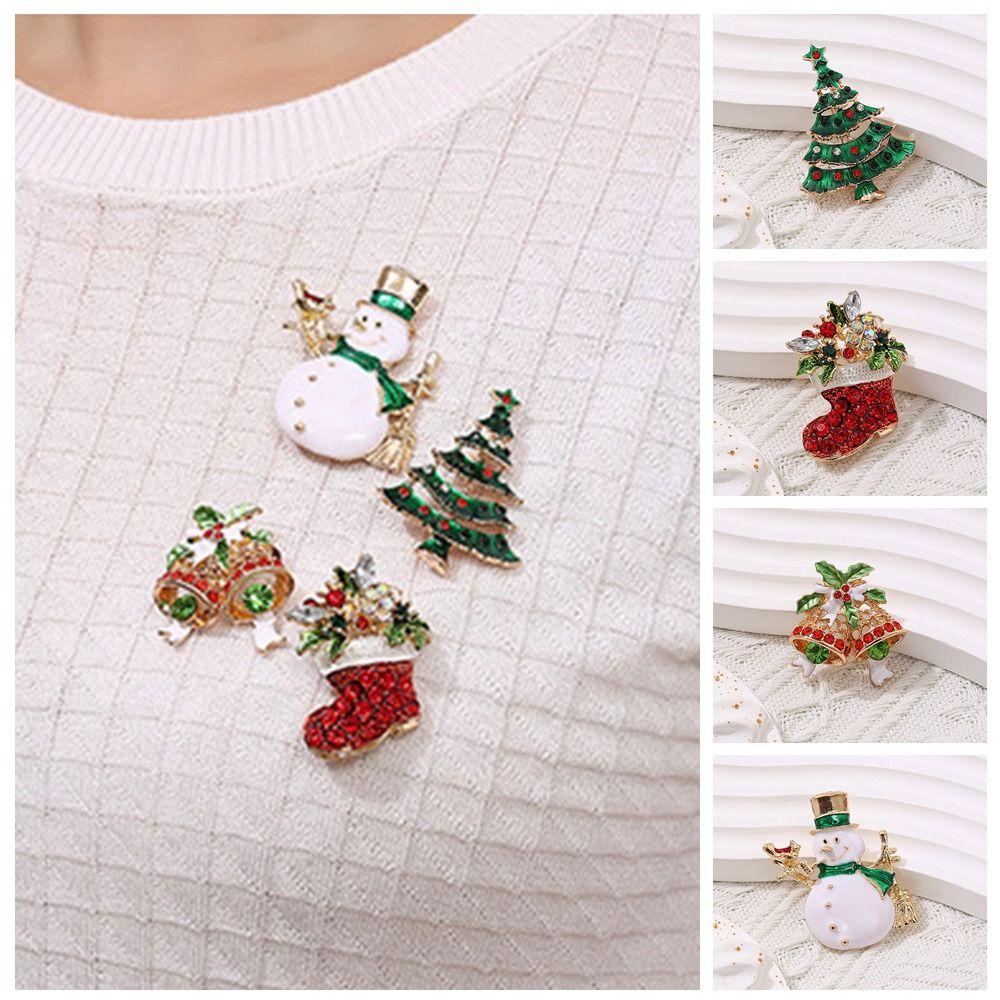 Clothes Accessories Enamel Rhinestone Brooches Korean Style Snowman Brooch Christmas Brooch Daily