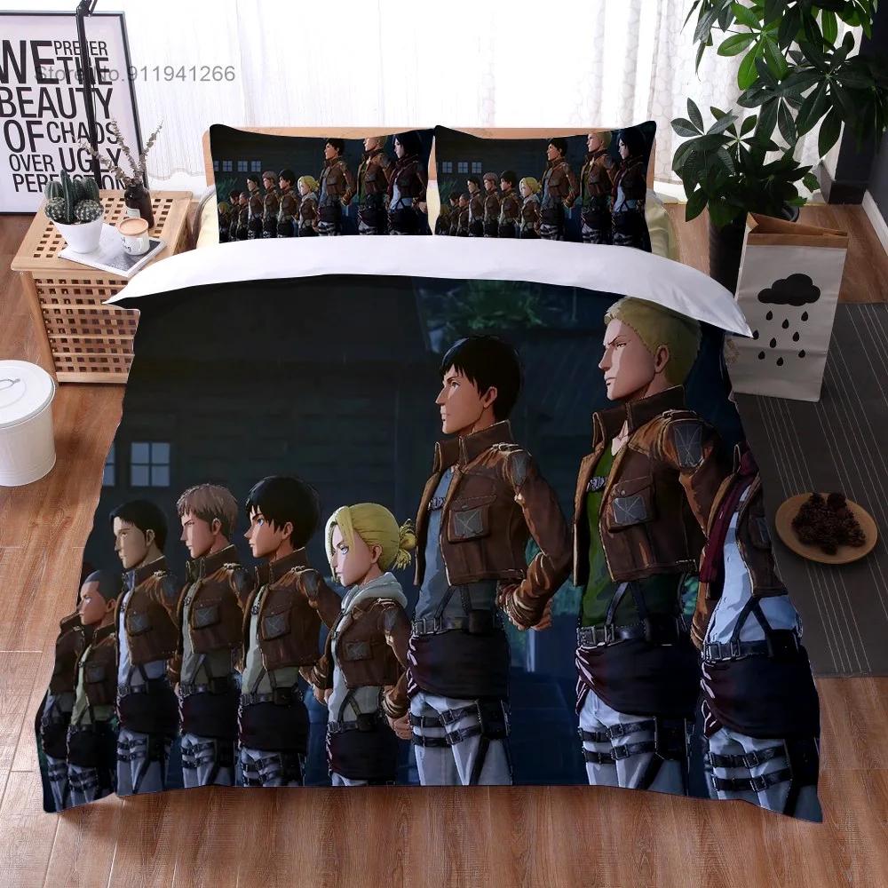 2024 3D Print Anime Attack On Titan Boys Duvet Cover Pillowcase Wings of Liberty Children Bedding Set Single Full Size