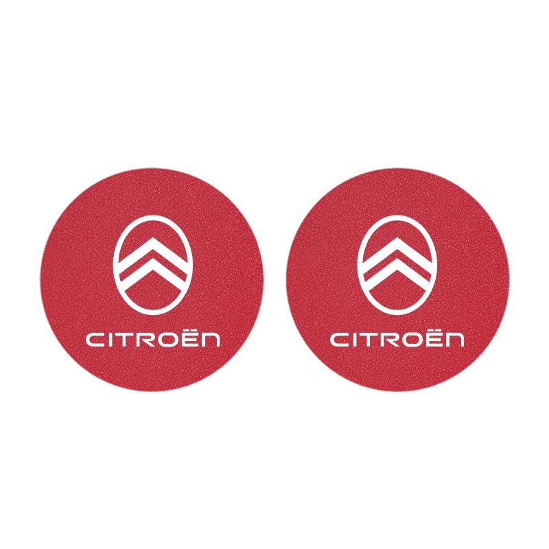 TXBB4 2PCS Citroen Emblem Badge Car Anti Slip Mat Coaster Water Cup Slot For Citroen C8 DS3 C6 C3 Vts C4 Saxo C4L C5 C2 C1 Xsara C3-XR