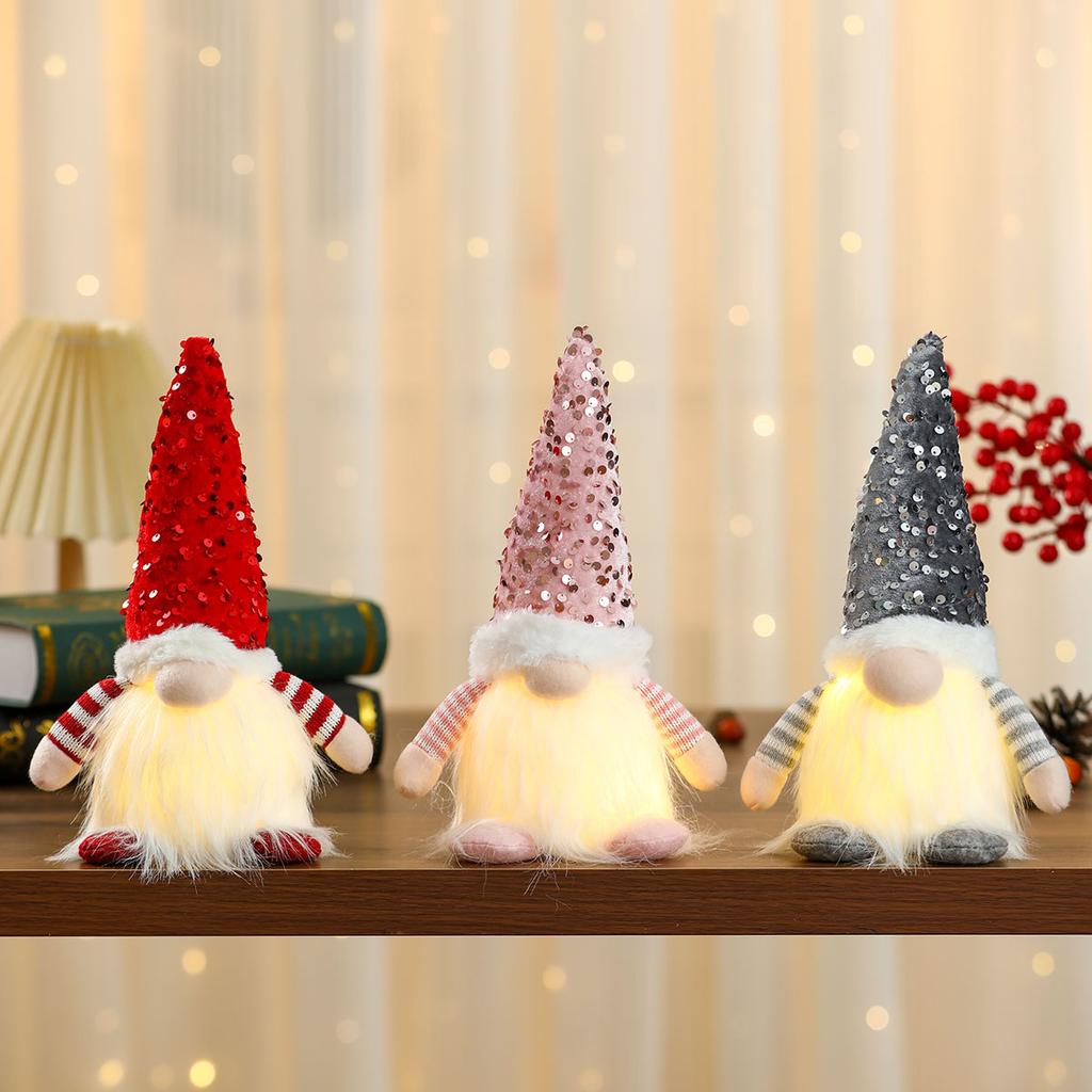 Valentine's Day Large Sequin Glow with Lights Figure Christmas Glow Faceless Doll Adornment