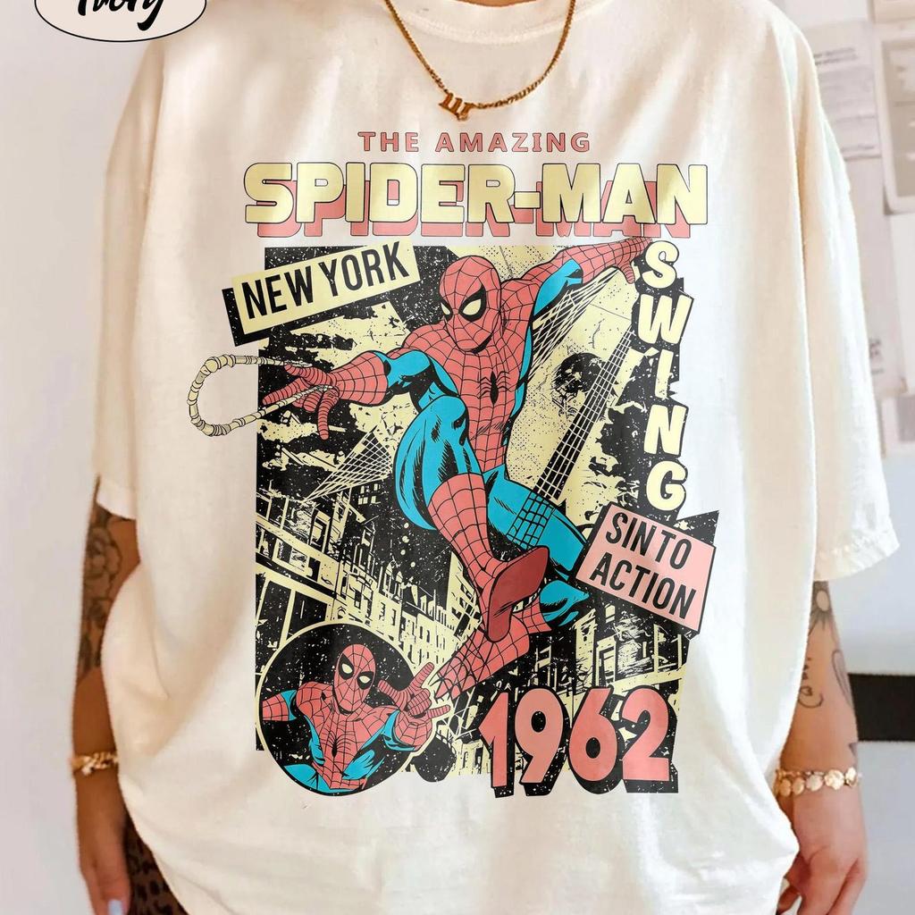 Vintage Amazing Spider-Man Shirt, Retro Marvel Comics Cover Tee, MCU Fan Gift, Pink Spiderman Graphic T-Shirt, Marvel Family Trip Shirt