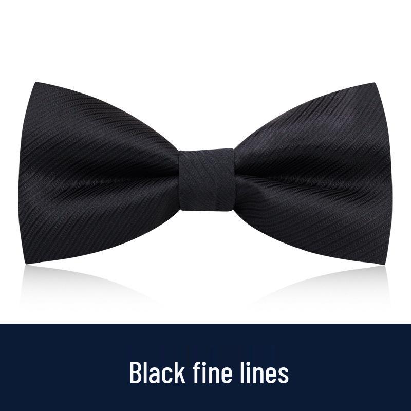 Men's Burgundy & Black Bow Tie for Weddings - British Korean Style