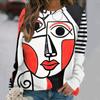 Geometry Abstract Print Women's T-shirts Vintage Art Long Sleeves Tees Autumn Casual Female Clothing Loose Daily Streetwear Tops