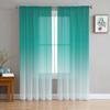 Turquoise Gradient Tulle Curtains Living Room Kitchen Chiffon Curtain Bedroom Balcony Sheer Curtain Fashion Home Decor