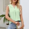 New Summer Women's V-Neck Vest Hole Hollow Sleeveless Pleated Top