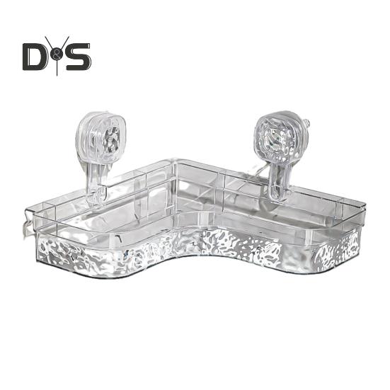 Полка для хранения Caddy с прозрачной стеной без сверления и присоской. Треугольные отсеки. Прочная несущая способность. Простая установка. Угловая полка для хранения в ванной комнате.