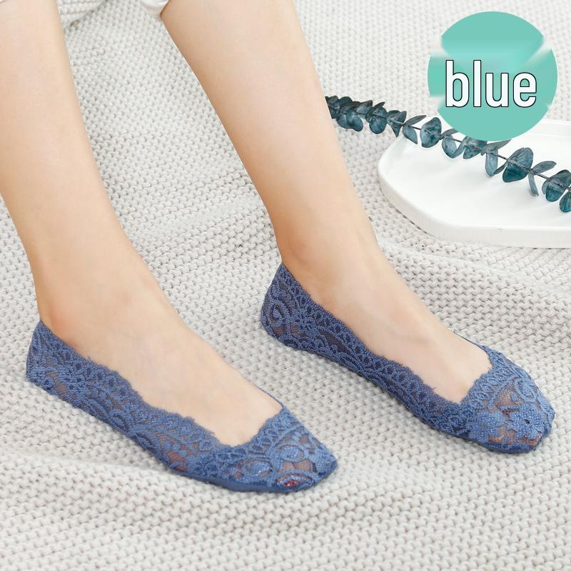 Женские короткие носки из кружева в японском стиле - Милые, Тонкие, Силиконовая Нескользящая Хлопковая Подошва, Весенне-Летние Невидимые Носки-Следки
