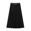 Grey Pleated Skirt for Women  Autumn Preppy Style High Waist A Line Mid-length Skirts Vintage Casual Female Clothing