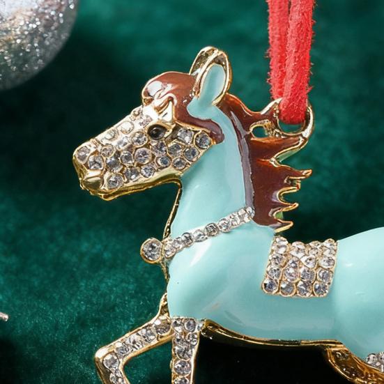 Пони Рождественское украшение Страз Зодиакальная Лошадь Подвеска для украшения елки Сверкающий Праздничный Шарм Удача Лошадиная Тема Украшение