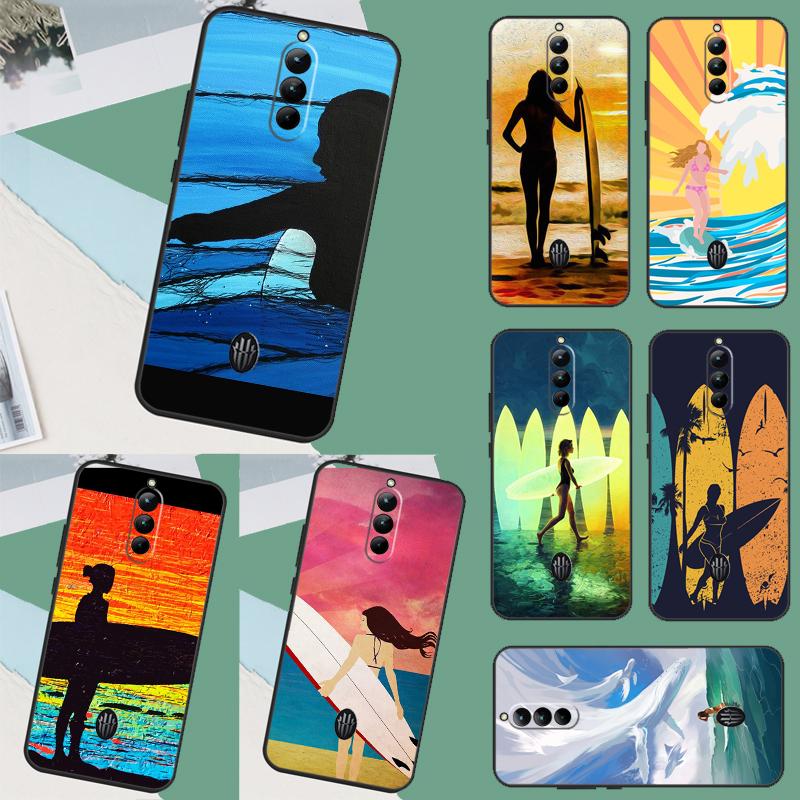 Surfing Art Surf Girl For Nubia Red Magic 10 9 8 Pro Plus 6 7 6S 7S Pro 5G 6R RedMagic 8S 9S Pro Plus Phone Case