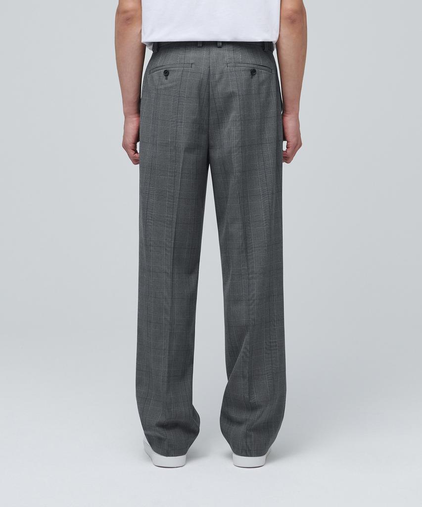 MUSINSA STANDARD Glen Check Wide Hidden Banding Slacks [Medium Gray]