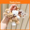 Plush Whimsical Doubleheaded Milk Tea Bear And Bunny Keychain With Cute Colors