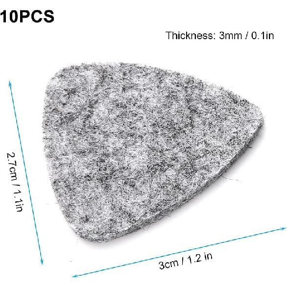 10Pcs Wool Felt Guitar Picks Ukulele Picks, 3mm Thin Red Plectrums with Solid Leather for Ukelele Bass Guitar (Gray)