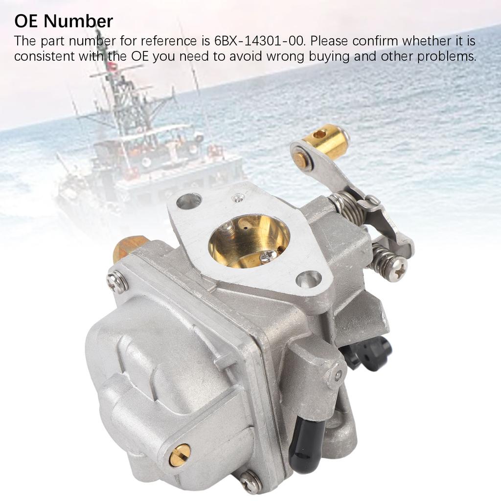 Outboard Engine Carburetor 6BX-14301-00 Aluminum Enhanced Fuel Efficiency Replacement for 4 Stroke 5HP 6HP 8HP Outboard