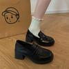 Thick High Heels Versatile British Style Small Leather Shoes Women's 2025 Spring and Summer New Korean Version Black Mary Jane Shoes Loafers