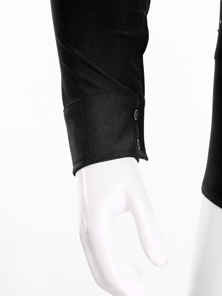 Мужской боди для латиноамериканских танцев с V-образным вырезом, длинным рукавом и сверкающими стразами, леотард для фигурного катания, сценический костюм