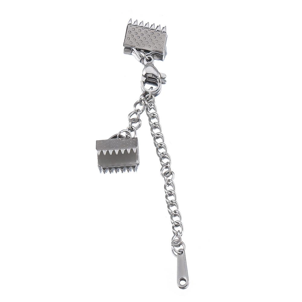 2pcs 5pcs Stainless Steel Ribbon Leather Ends Lobster Claw Clasps Extension Chain Connector Fastener Clasps Bracelet DIY Making