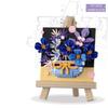 Flower Painting Building Bricks with Wooden Easel Micro Diamond Block Toys for Girls Desktop Decoration