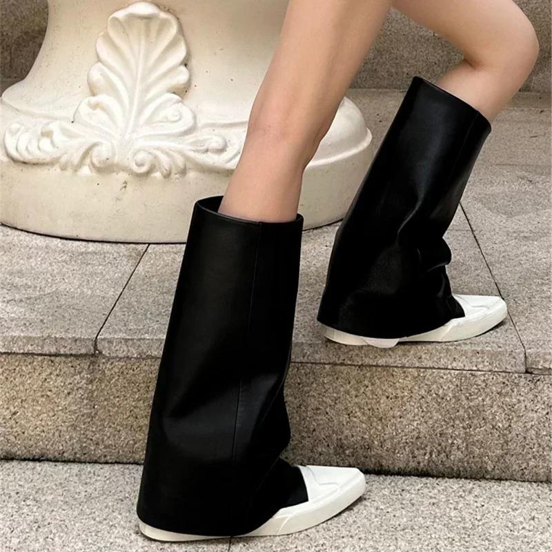 Женские остроносые балетки, высокие ботинки, повседневная обувь, зимняя новая тенденция 2025 года, ботинки челси до середины голени, спортивные кроссовки Botas