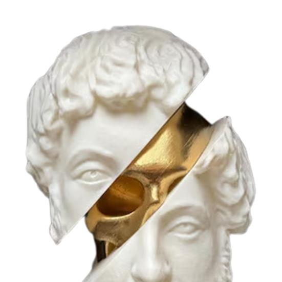 Нарезанная скульптура философа Золотой череп Статуя греческого философа Полимерная фигурка Дом Офис